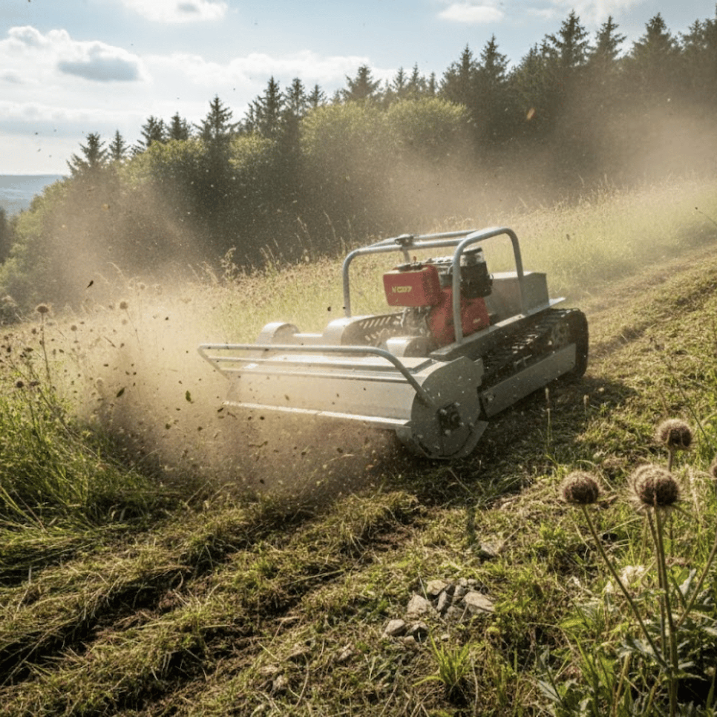 Dieselmotor Mulcher Seitenansicht